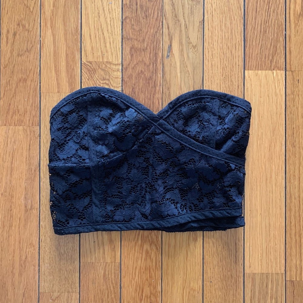 Black Strapless Crop Top
